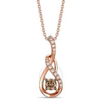 Ladies Chocolate solitaires Necklace set in 14K Strawberry Gold