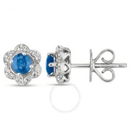 Ladies Blueberry Sapphire Earrings set in 14K Vanilla Gold