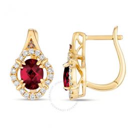 Ladies Raspberry Rhodolite Earrings set in 14K Honey Gold