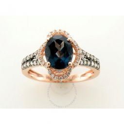 Ladies Deep Sea Blue Topaz Ring set in 14K Strawberry Gold