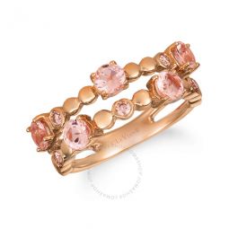 Creme Brulee Ring Peach Morganite, Nude Diamonds set in 14K Strawberry Gold Ring Size 7