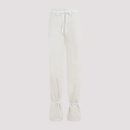 Straight Pants With Strings - Nude/Neutrals