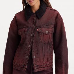 90s Sherpa Trucker Jacket - Cherry Cordial