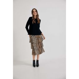 Elena Francesca Tiered Skirt - Leopard
