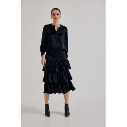 Elena Francesca Tiered Skirt - Black