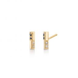 Knife Edge Stud With Othello Switch Pave - Yellow Gold