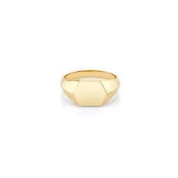 Lizzie Mandler Fine JewelryHex Knife Edge Signet Ring - Yellow Gold