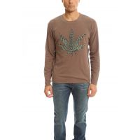 Embroidered Leaf Tee - Brown
