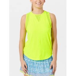 Lucky in Love Womens L-UV Chill Out Tank - Neon Yellow