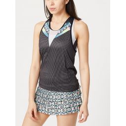 Lucky in Love Womens Square Grid Slit Tank
