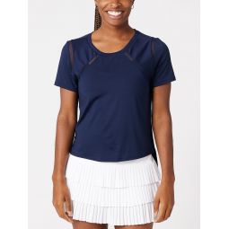 Lucky in Love Womens Core Mixed Up High-Low Top -Navy