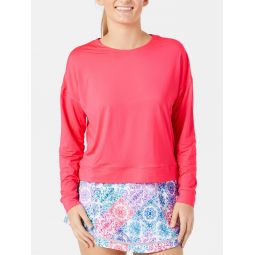 Lucky in Love Womens L-UV Hype LS Top - Coral Crush