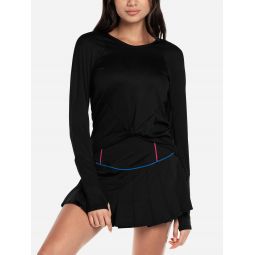 Lucky in Love Womens Wrap It Up Long Sleeve Top -Black