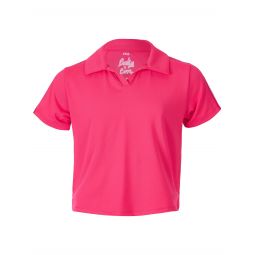 Lucky in Love Girls Core Cropped Polo - Coral