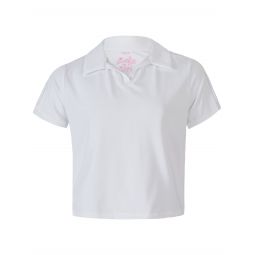 Lucky in Love Girls Core Cropped Polo - White