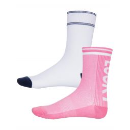 Lucky In Love Wmn L-UV 2Pk Crew Sock Size 4-10 Wh/Pink