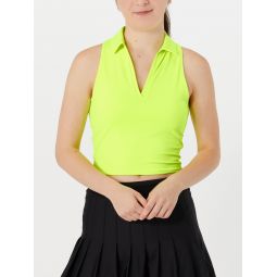 Lucky in Love Womens Hip Fit Polo Tank - Yellow