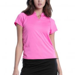Lucky In Love Womens Ruche Me Along Golf Top - Taffy