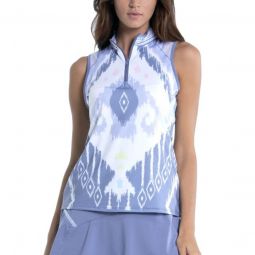Lucky In Love Womens Ikat About It Zip Golf Tank Top
