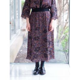 M. & Kyoko Knitted Skirt - Black/Floral Pattern