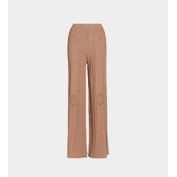 Pointelle Knitted Pants - Beige