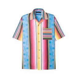 Open Collar Mexican Stripe Shirt