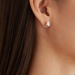 Mini Pear Earrings - Silver