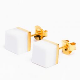 Cubic Earrings - White Agate