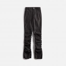 matte faux leather ruched trouser