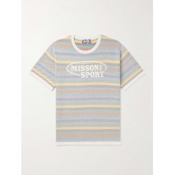 Logo-Embroidered Striped Cotton-Jacquard T-Shirt