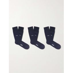 Three-Pack Logo-Jacquard Cotton-Blend Socks