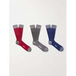 Set of Three Ribbed Cotton-Blend Socks