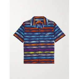 Camp-Collar Logo-Print Striped Cotton-Poplin Shirt