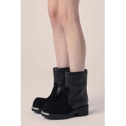 Panelled leather ankle boots - Black