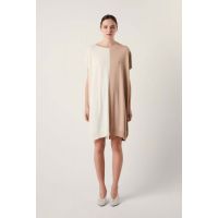Two-tone Knitted Dress - Beige