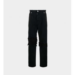 Distressed Knee Slim Jeans - Black