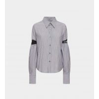 Layered Sleeve Striped Shirt - Black/White Stripe
