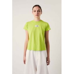 Numbers-motif Cotton T-shirt - Acid Green