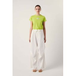 Gathered-detail Drawstring Wide Trousers - White