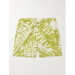 Straight-Leg Mid-Length Irregular Botanical Printed Recycled Swim Shorts
