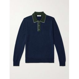 Colour-Block Merino Wool Polo Shirt