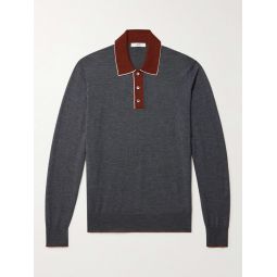Colour-Block Merino Wool Polo Shirt