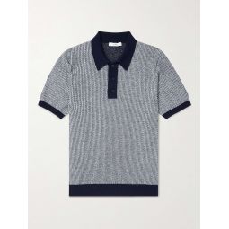Open-Knit Merino Wool-Jacquard Polo Shirt
