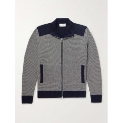 Honeycomb-Knit Virgin Wool Zip-Up Cardigan