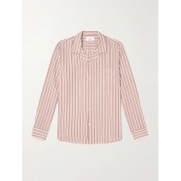 Convertible-Collar Striped Seersucker Shirt