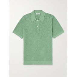 Jacquard-Knit Cotton Polo Shirt