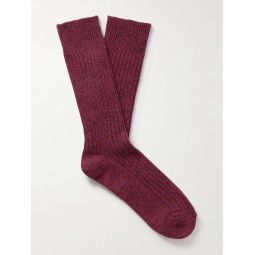 Ribbed Cotton-Blend Socks