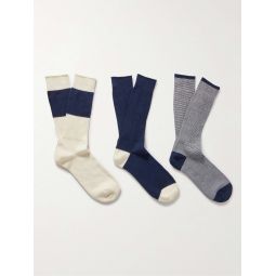 Three-Pack Stretch Cotton-Blend Socks