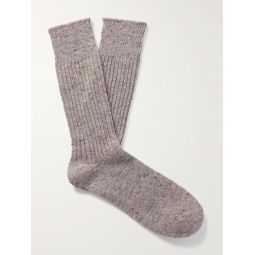 Melange Ribbed-Knit Socks