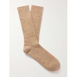 Melange Ribbed Stretch-Knit Socks